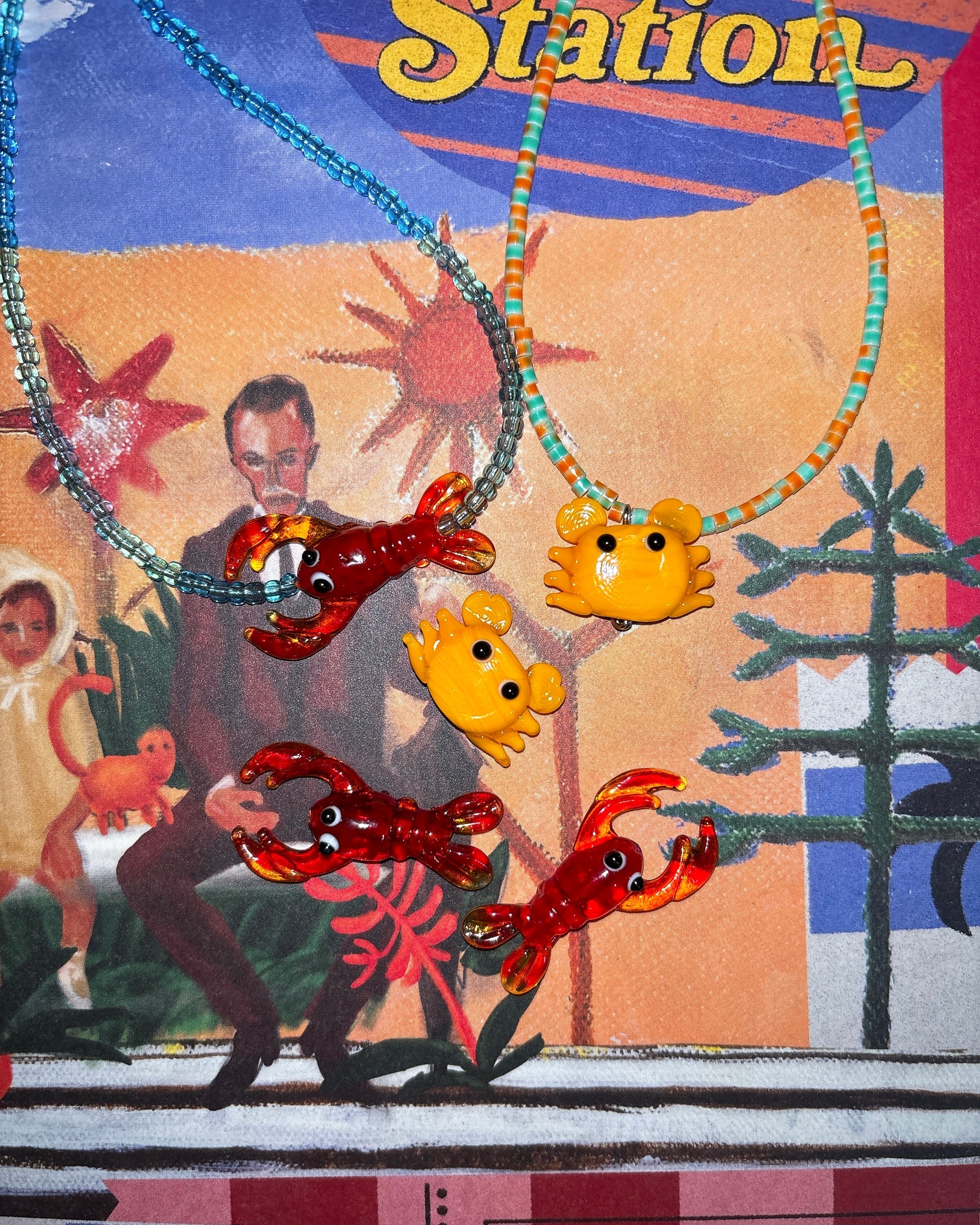 [HANDMADE] ORANCE CRAB NECKLACE