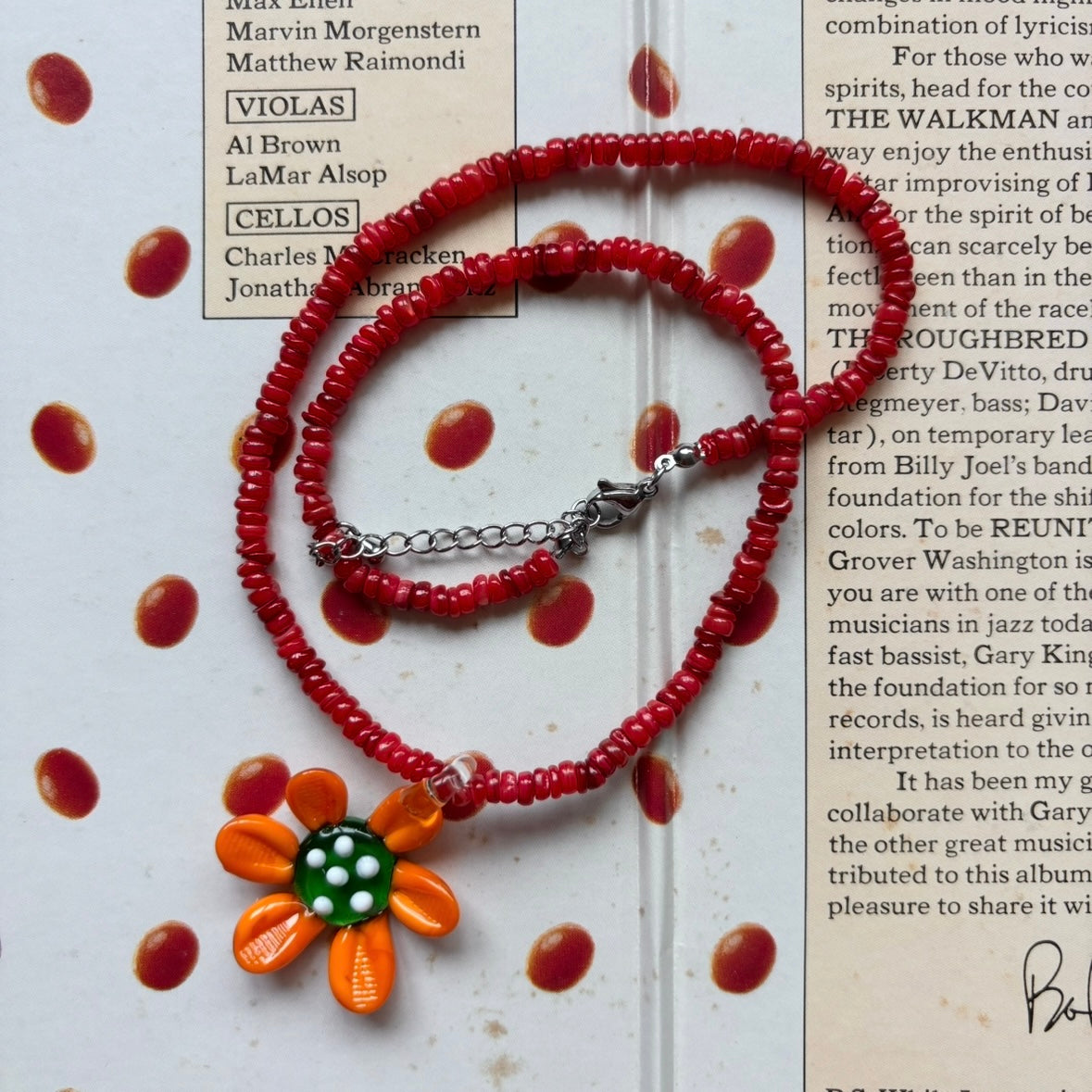 [HANDMADE] TANGERINE FLOWER NECKLACE