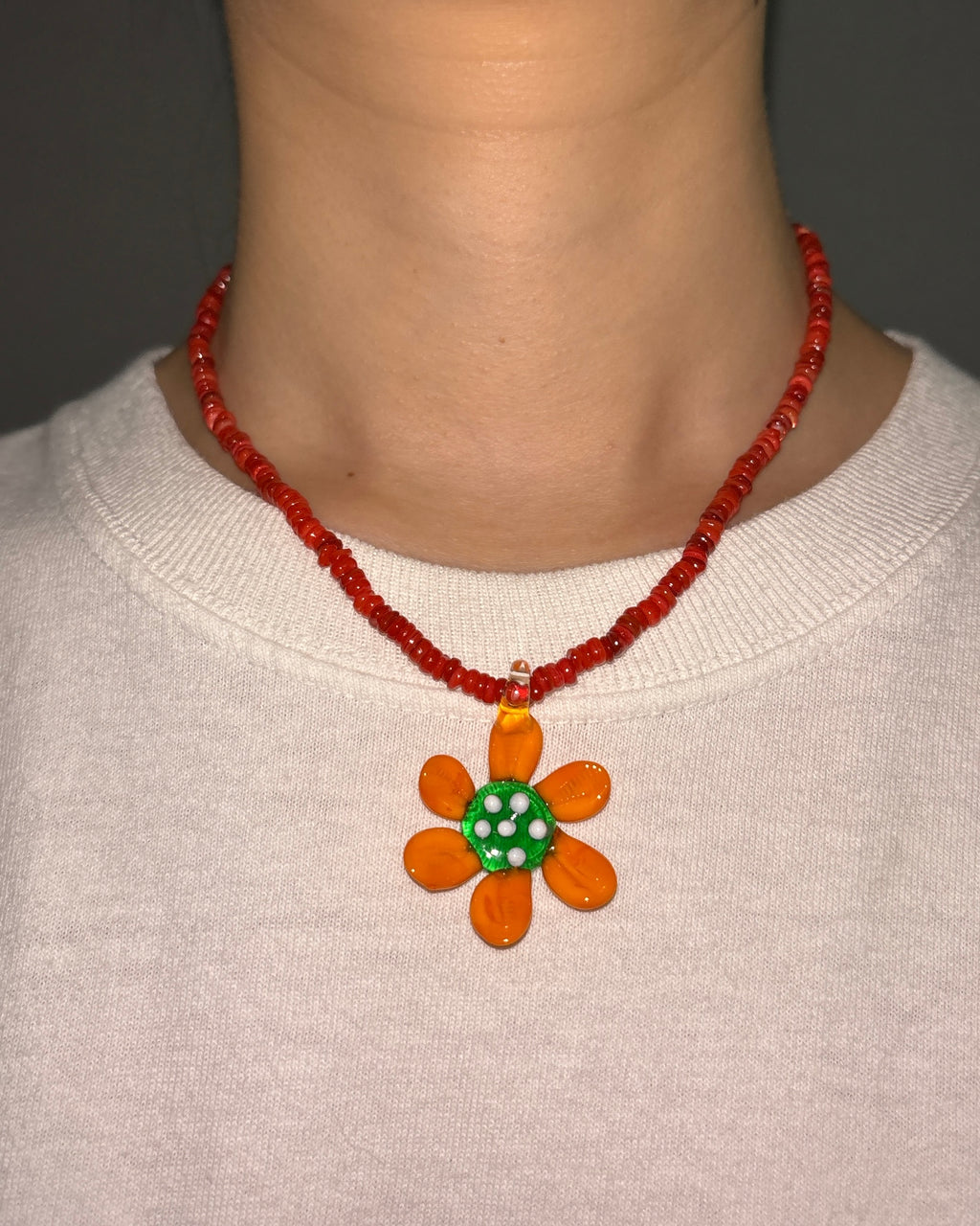 [HANDMADE] TANGERINE FLOWER NECKLACE