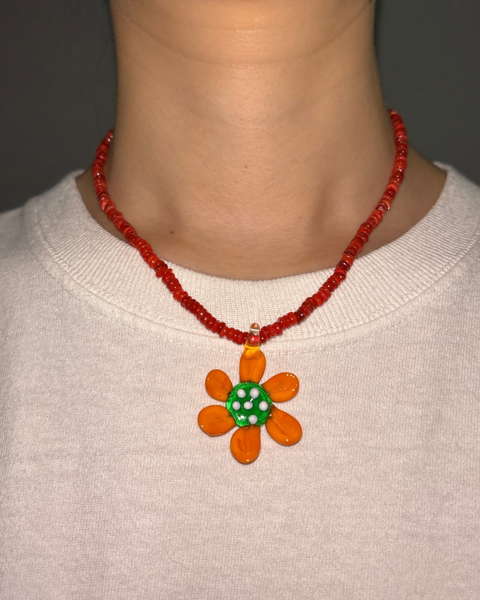[HANDMADE] TANGERINE FLOWER NECKLACE