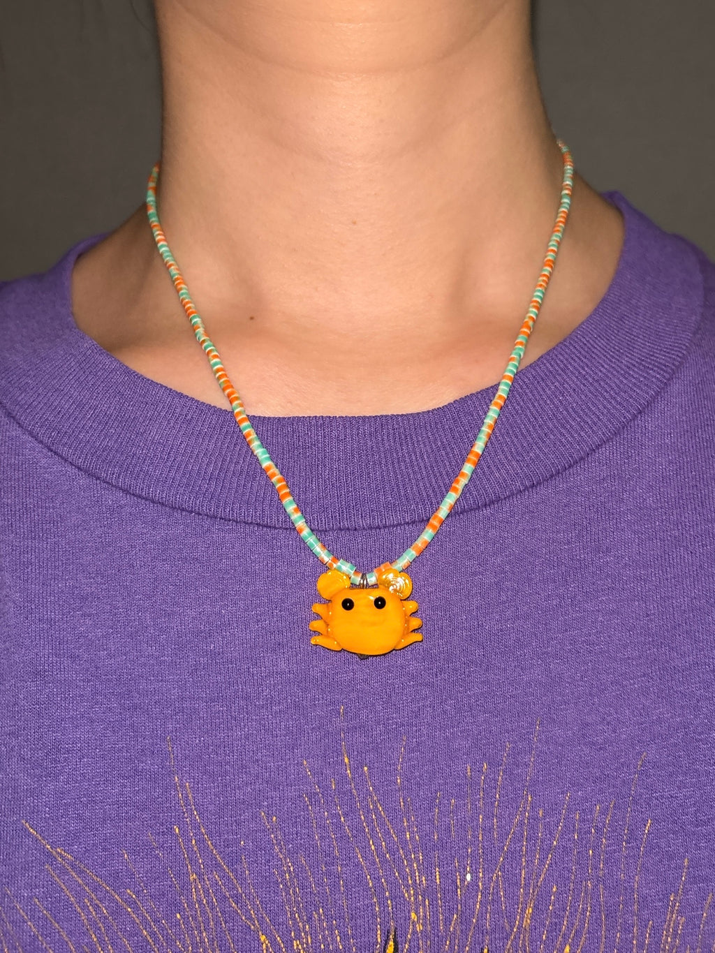 [HANDMADE] ORANCE CRAB NECKLACE