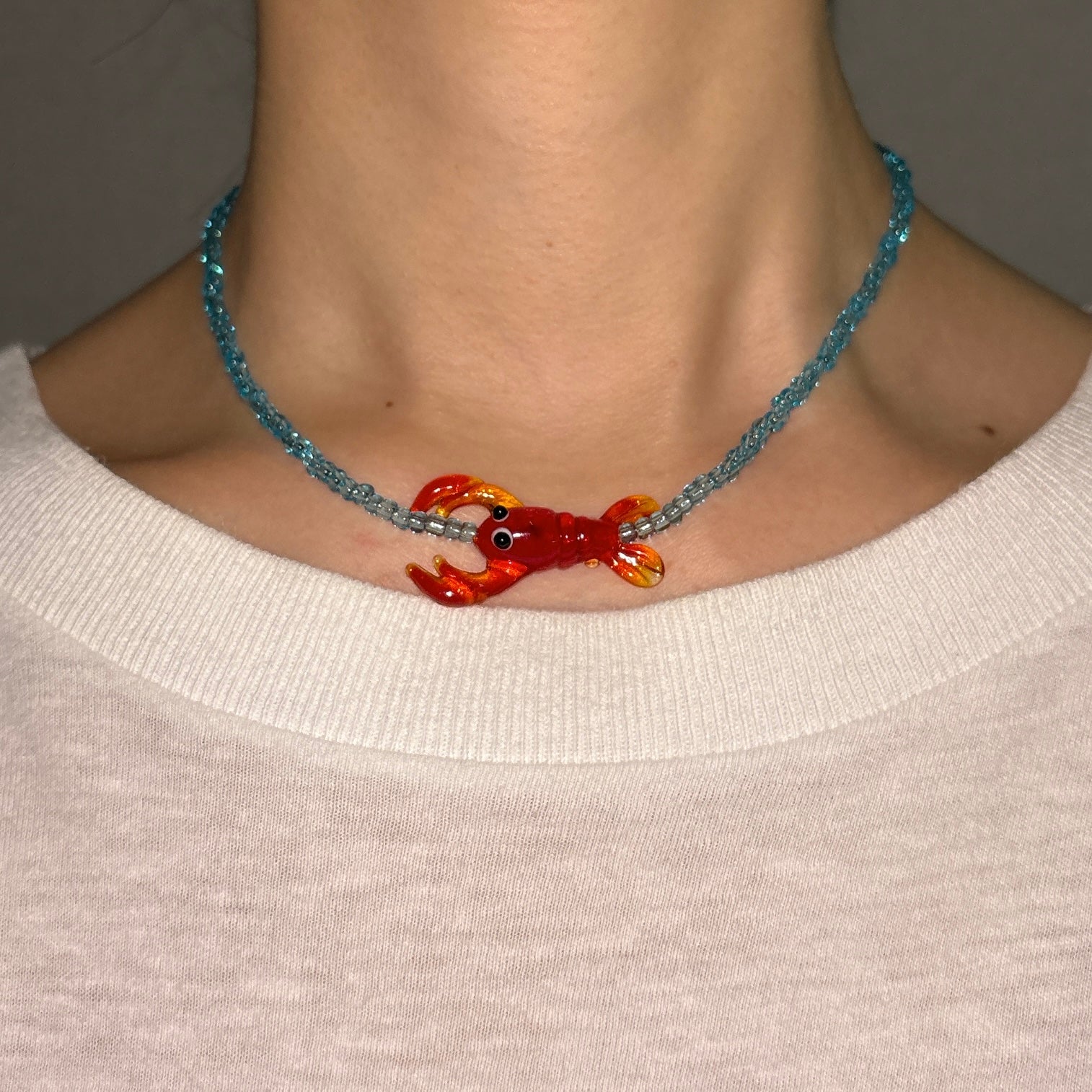[HANDMADE] GLASS LOBSTER NECKLACE