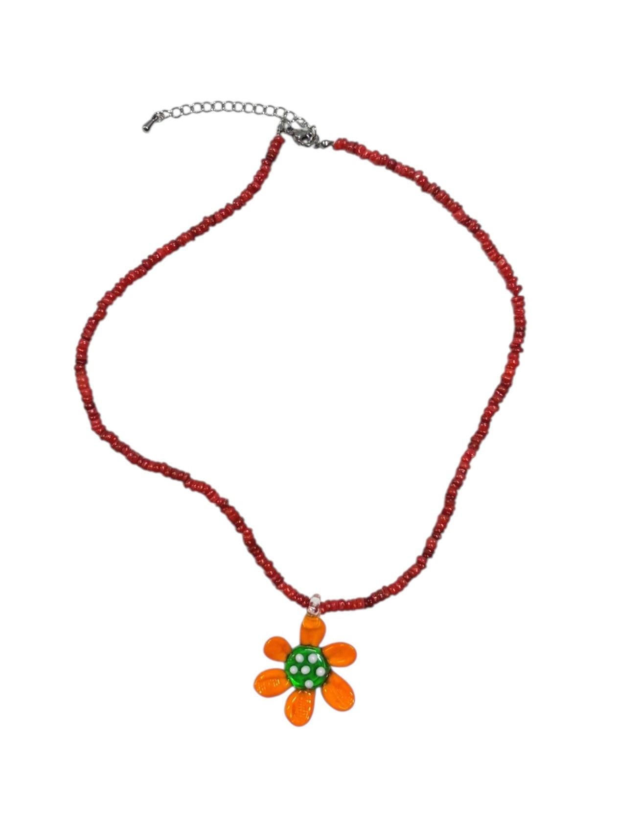[HANDMADE] TANGERINE FLOWER NECKLACE