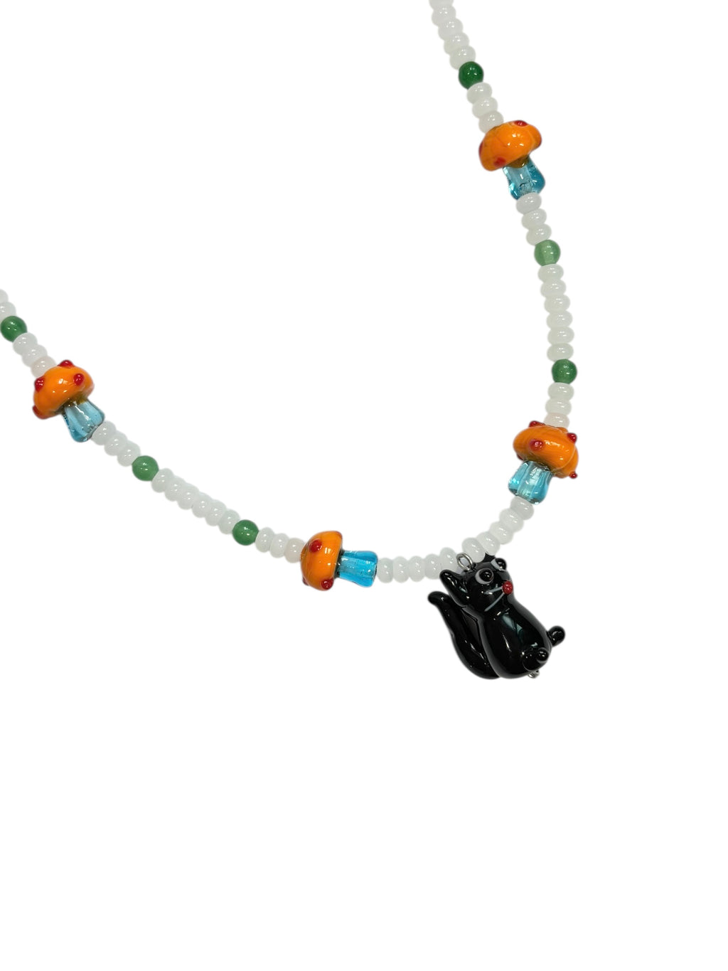 [HANDMADE] CAT LOVES MUSHROOM NECKLACE