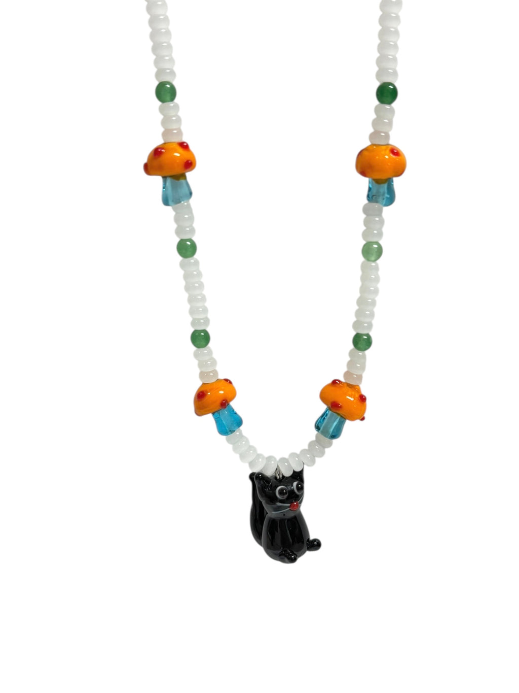 [HANDMADE] CAT LOVES MUSHROOM NECKLACE